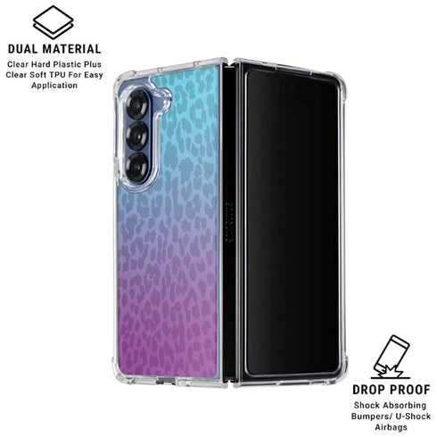 Cheetah Print Purple and Blue Galaxy Z Fold6 Clear Case